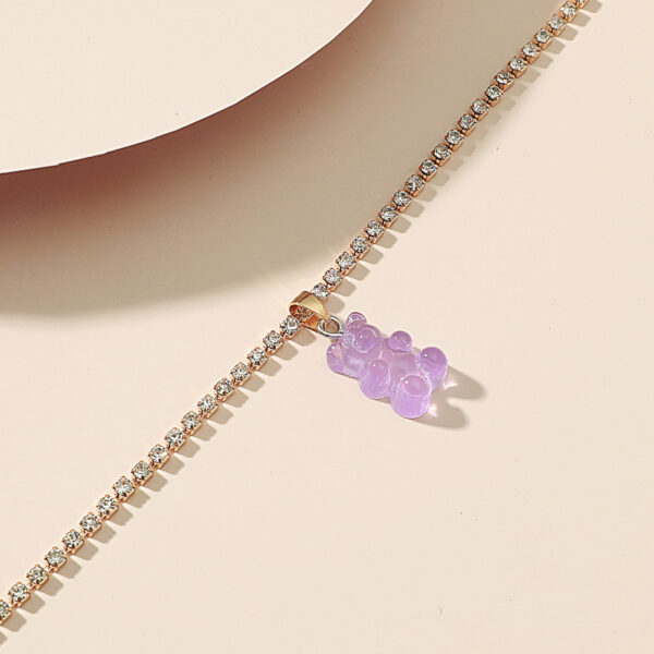 Creative Resin Bear Chain Rhinestone Anklet - Image 3