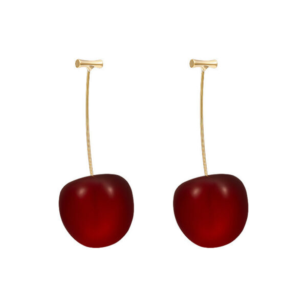 Red Cherry Fruit Acrylic Design Earrings - Image 3