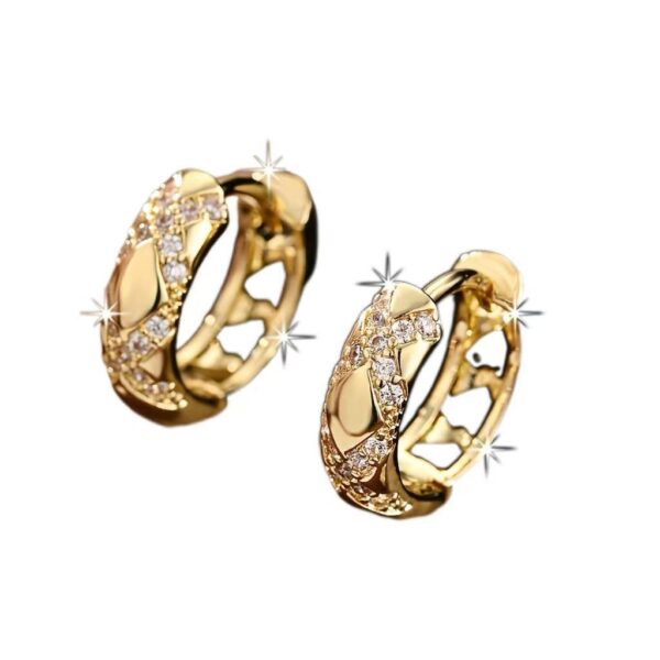 Small Hollow Cross Earrings Retro Style - Image 3