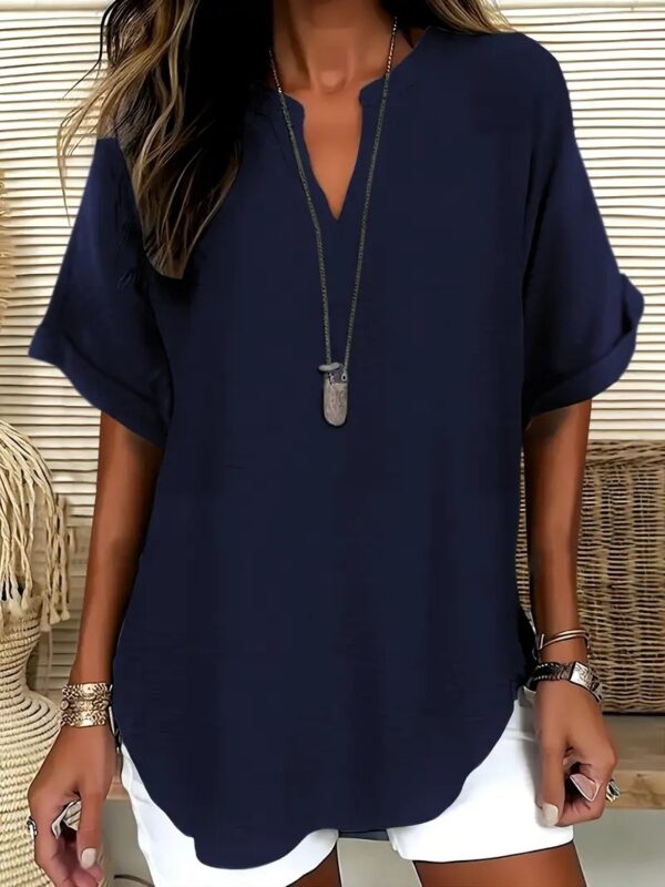 Summer Loose Solid Color Women's Casual Shirt - Image 2