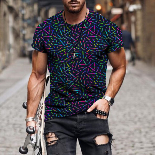 Camouflage Retro Patchwork 3d Digital Print T-shirt - Image 3