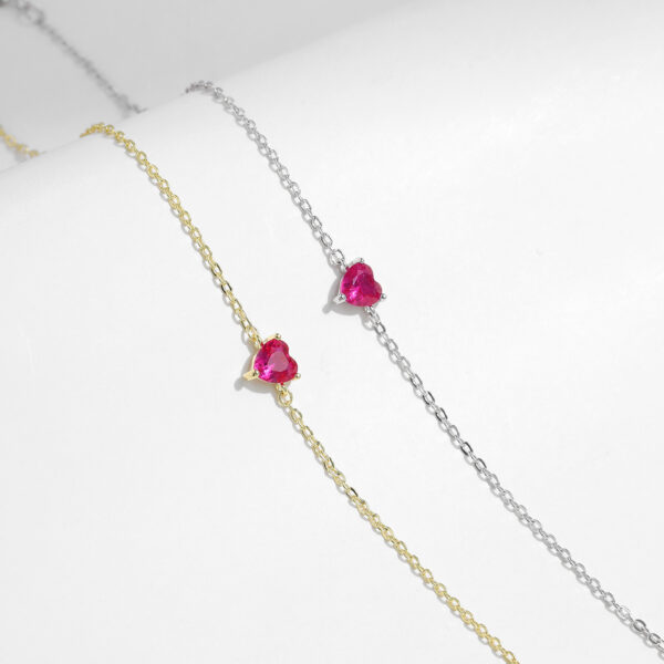 S925 Silver Love Red Diamond Bracelet Female - Image 2