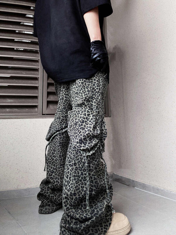 Loose Straight Slightly Flared Workwear Casual Wide-leg Mopping Leopard Jeans - Image 5