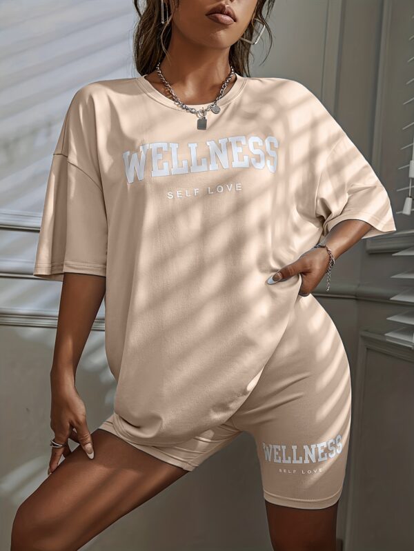 Loose Sport Letters Printed Shorts Suit - Image 6