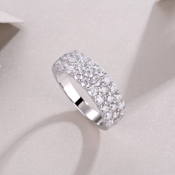 Multi-row Diamond Ring Luxury Fashion Set Moissanite Silver Ring - Image 4