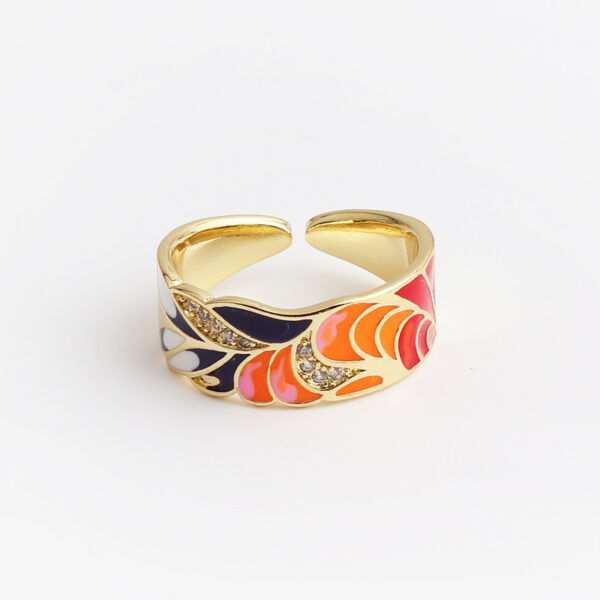 Wide Blue Leaf Slate Pattern Ring - Image 10