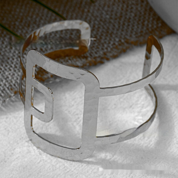 Square Hollow Splicing Open-ended Bracelet - Image 2
