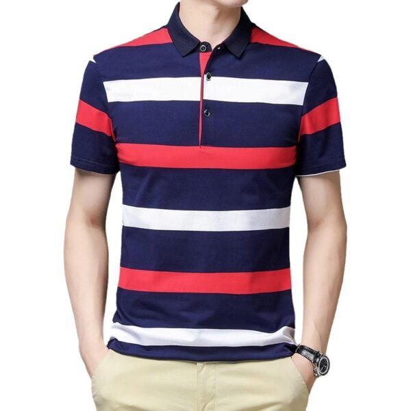 New Men's Clothing Short-sleeved Summer Top T-shirt Solid Color Casual Polo Collar Polo Shirt Casual Half-length Sleeve Versatile Clothes - Image 2