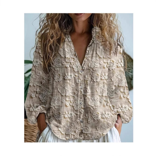 3D Printed Abstract Pattern Women's Long-sleeved Blouse - Image 10