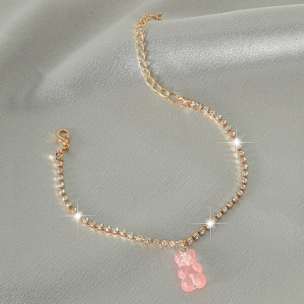 Creative Resin Bear Chain Rhinestone Anklet - Image 6
