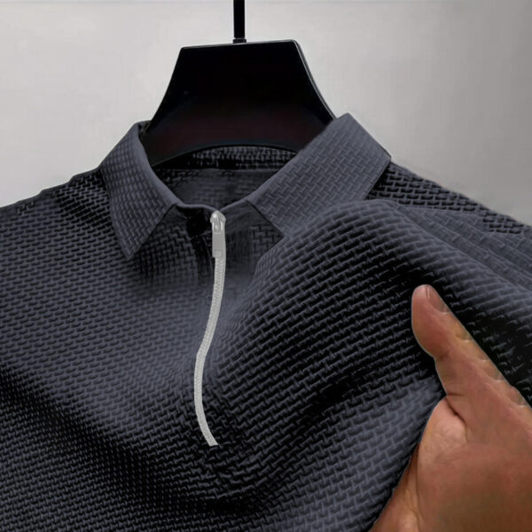 High-end Mesh Ice Silk T-shirt Half Zipper - Image 9