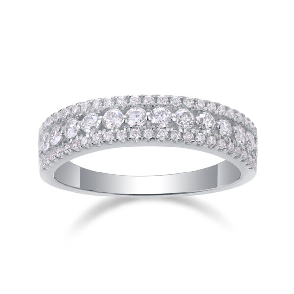 Luxury Fashion Multi-row Diamond Ring With Moissanite Silver Ring - Image 5