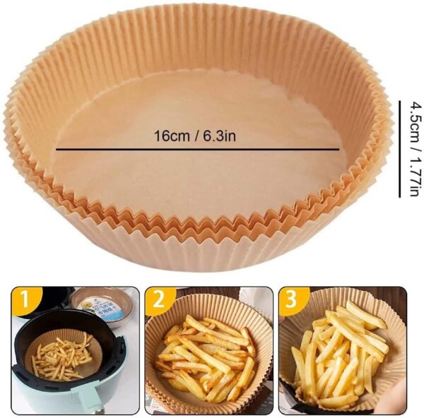 Air Fryer Disposable Paper Liner Non-stick Disposable Liners, 200PCS Air Fryer Disposable Paper Liners, 6.3In Round Air Fryer Parchment Paper - Image 5