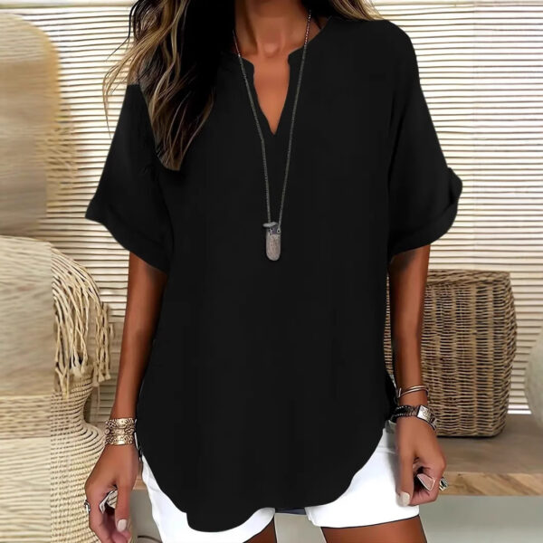 Summer Loose Solid Color Women's Casual Shirt - Image 5