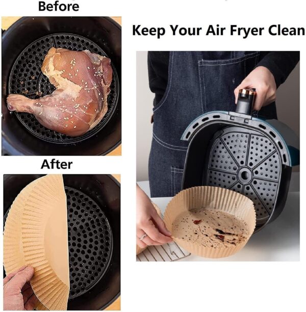 Air Fryer Disposable Paper Liner Non-stick Disposable Liners, 200PCS Air Fryer Disposable Paper Liners, 6.3In Round Air Fryer Parchment Paper - Image 9