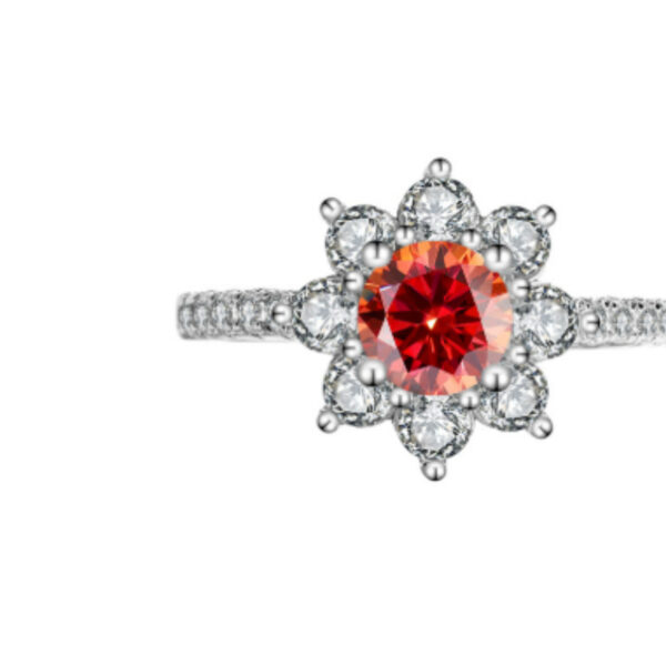 Sterling Silver 925 Moissanite Ring Female Flower Diamond - Image 3