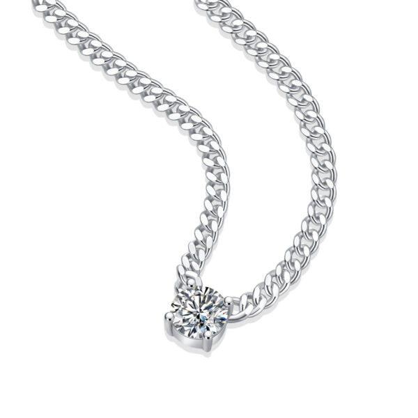 Cuban Necklace Luxury Fashion Diamond Pendant Necklace Set With Mosan Diamond Silver Ornaments - Image 2