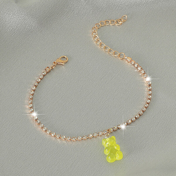 Creative Resin Bear Chain Rhinestone Anklet - Image 10