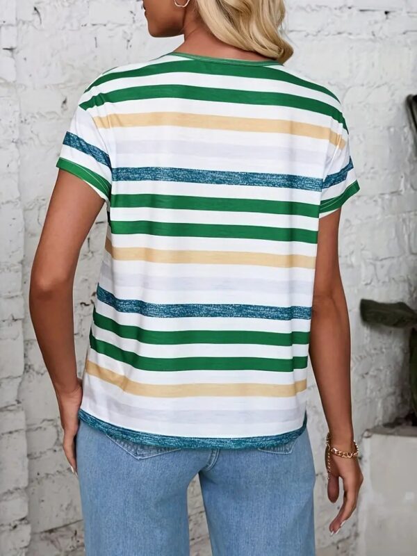Striped Short Sleeve Fashion Round-neck T-shirt - Image 4