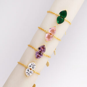 Copper Plating Colored Loving Heart Stars, Sun And Moon Stretch Chain Ring