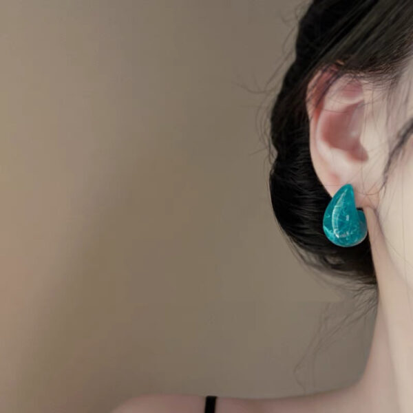 Ice Cream Mint Blue Super Fairy French Retro Acrylic Water Drop Earrings - Image 6