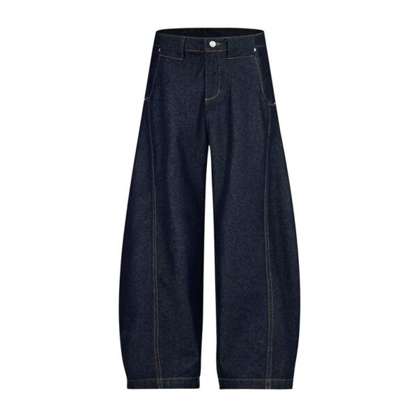 High Waist Dark Blue Wide Leg Jeans - Image 2