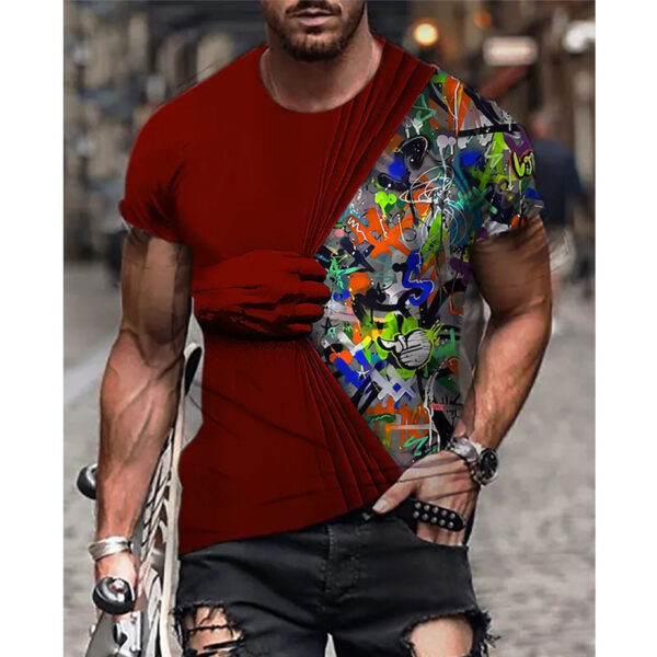 Men's 3D Printed Oversized Short Sleeve T-Shirt - Image 3