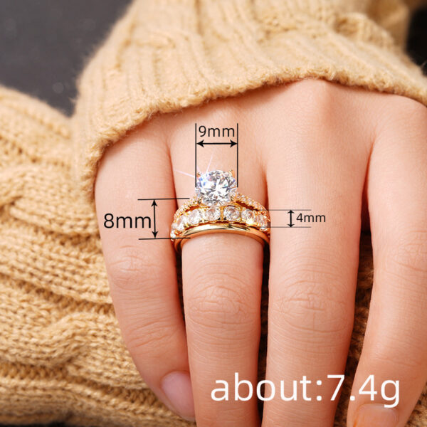 Elegant Three-piece Set Inlaid Zircon Elegant Diamond Ring - Image 2