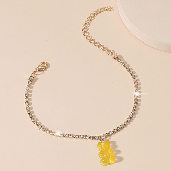 Creative Resin Bear Chain Rhinestone Anklet - Image 2