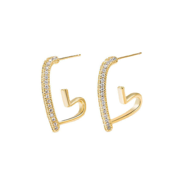 New Trendy Love Heart Earrings Female Light Luxury Minority - Image 2