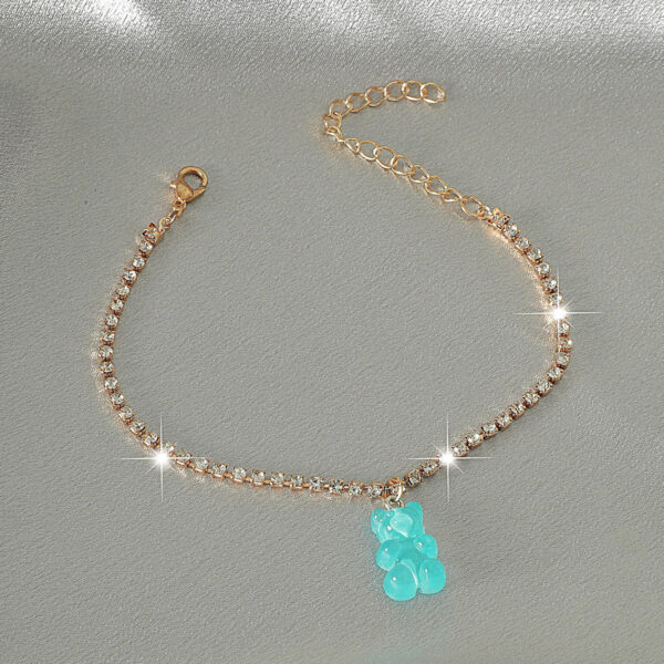 Creative Resin Bear Chain Rhinestone Anklet - Image 7