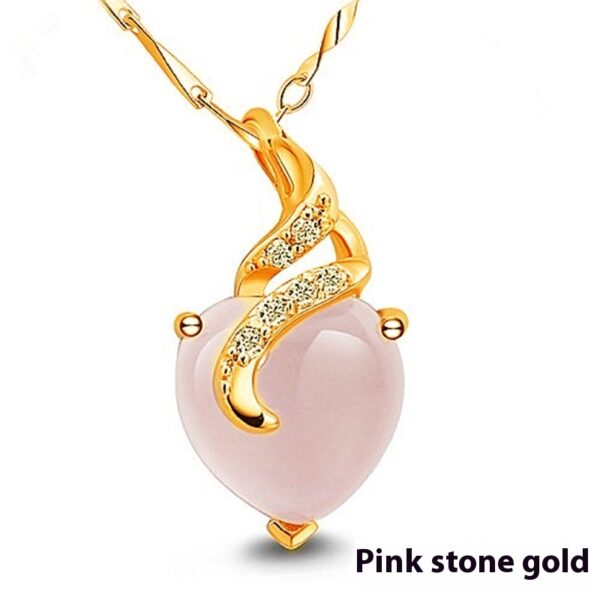Natural Rose Quartz Pendant Silver Necklace Ladies - Image 3