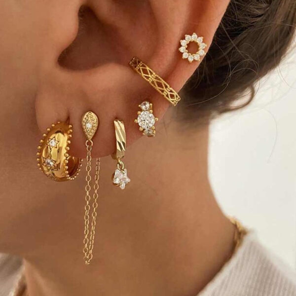 European And American Zircon Ear Clip Eardrops Hours Ear Ring
