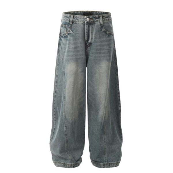American Retro Washed Distressed Machete Design Jeans - Image 4