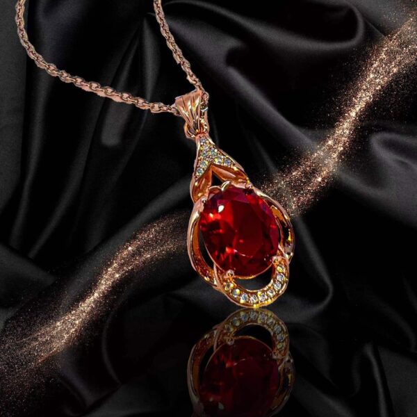 Women's Korean-style Red Tourmaline Colored Gemstone Pendant Necklace - Image 6