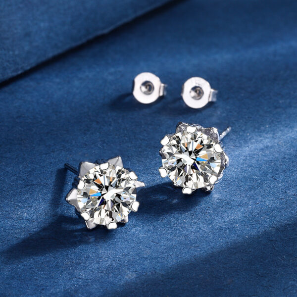 Snowflake Three-piece Simulation Moissanite Ring Necklace And Earring Suit - Image 4