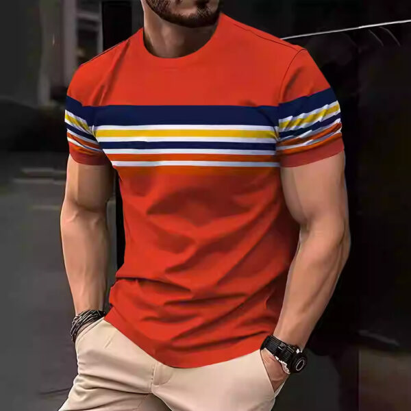 3D Printing Crafts Inner Wear Outer Wear Loose Striped Short Sleeve - Image 2