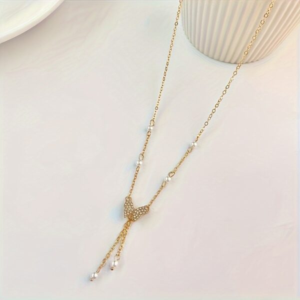 Fashion Personality Women Butterfly Pearl All-match Necklace - Image 4