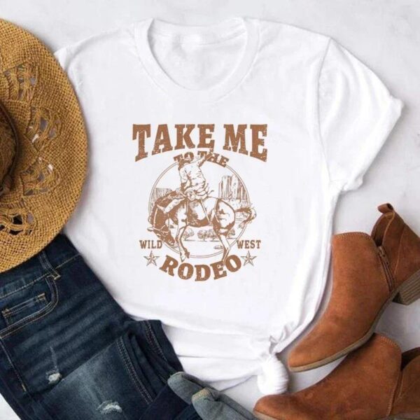 Denim Pattern Women's Retro Country Music T-shirt - Image 4