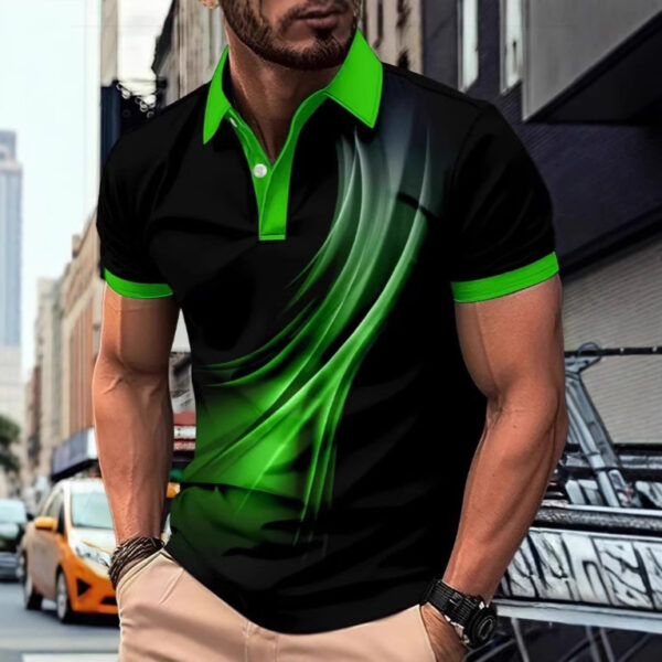 Men's Printed Color Short-sleeved Lapel Shirt - Image 8