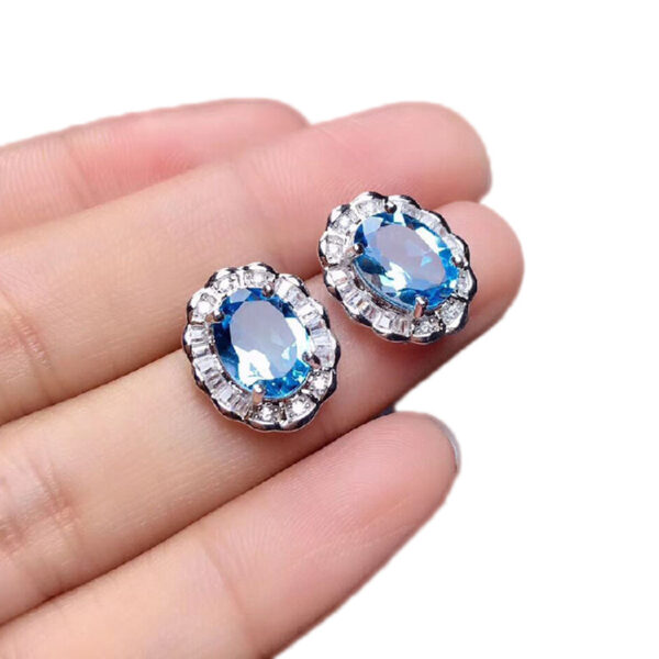 Colored Gems Rings Ear Studs Pendant Natural Topaz Set - Image 4