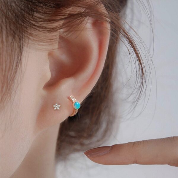 High-grade Opal Earrings Small Ear Ring Opal - Image 2