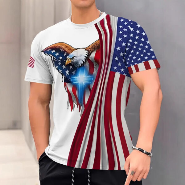 Men's T-shirt Printing Color Contrast Summer Round Neck Polyester Short Sleeve - Image 10