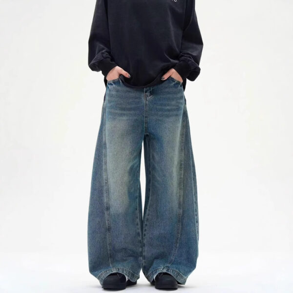 American Retro Washed Distressed Machete Design Jeans - Image 2