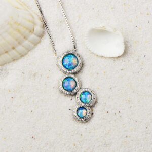Blue Opal Round Necklace Pendant