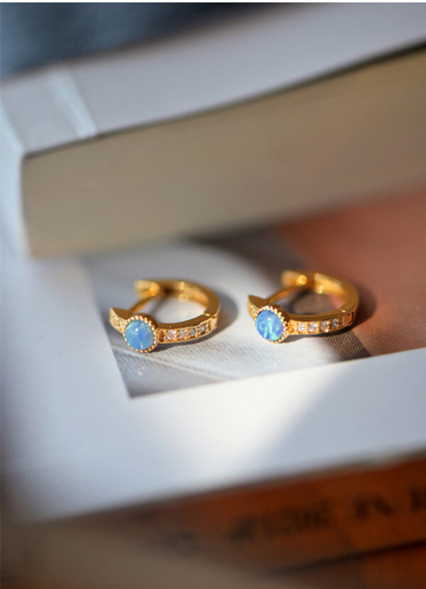 High-grade Opal Earrings Small Ear Ring Opal - Image 4