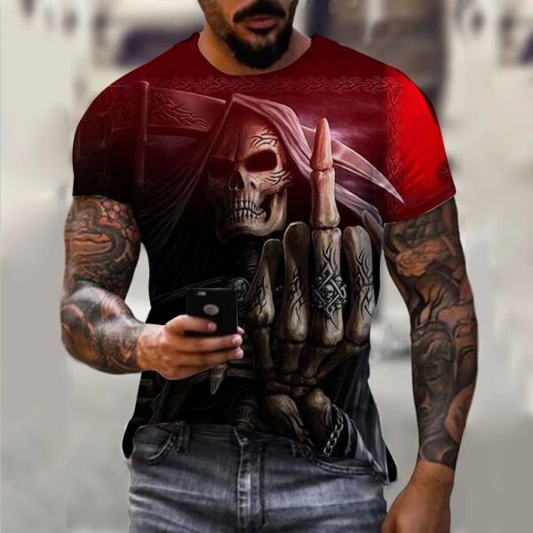 Men's 3D Printing Digital Crew Neck T-shirt Short Sleeves Top - Image 3