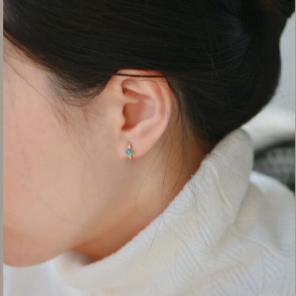 High-grade Opal Earrings Small Ear Ring Opal - Image 6