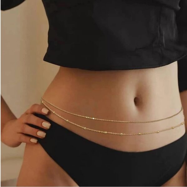 Women's Fashion Round Beads Chain Double-layer Waist Chain - Image 2
