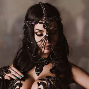 Exaggerated Rhinestone Black Mask Hair Accessories